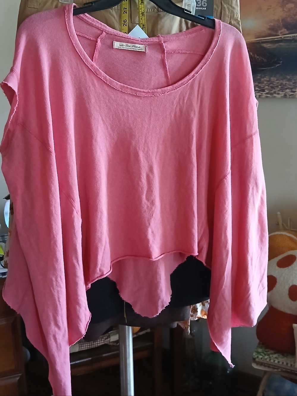 We The Free Gumdrop Pink Seriously Oversized Scoop Neck Raw-Hem Top